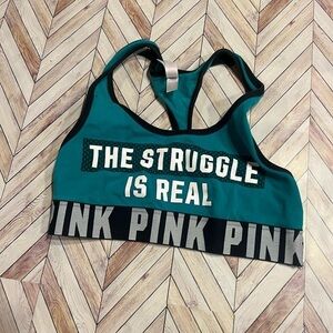 PINK Victoria's Secret "The Struggle is Real" Sports Bra Women's Size XS